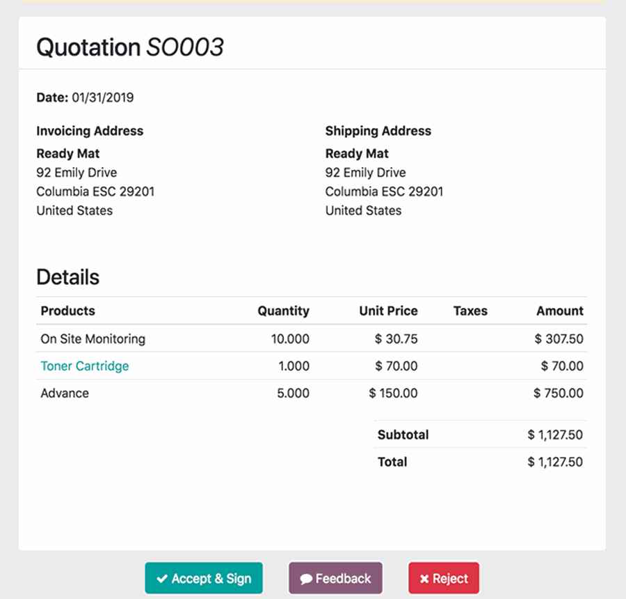 Sales Quotation Odoo Sales In Chennai