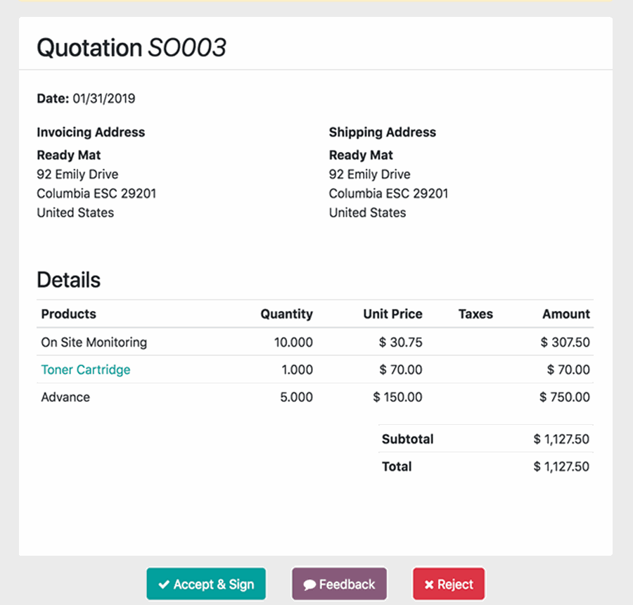 Sales Quotation Odoo Sales In Gurgaon